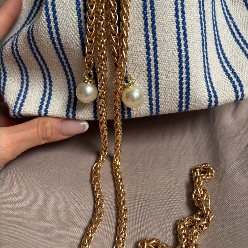 Striped Blue and White Women's Bag - Picture 7 of 7